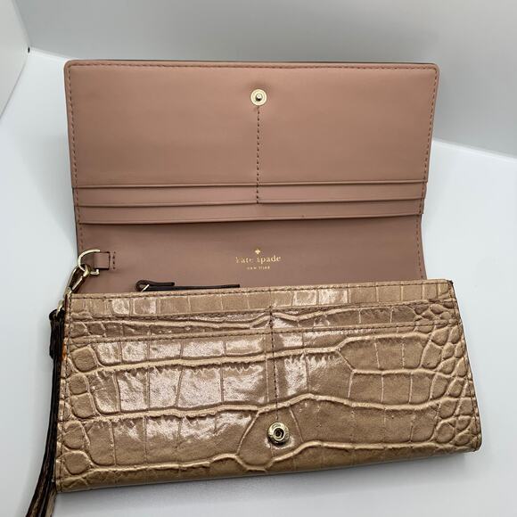 KATE SPADE New York Croco Print Wallet w/ Wristlet - Picture 4 of 9